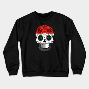 Syrian Flag Sugar Skull with Roses Crewneck Sweatshirt
